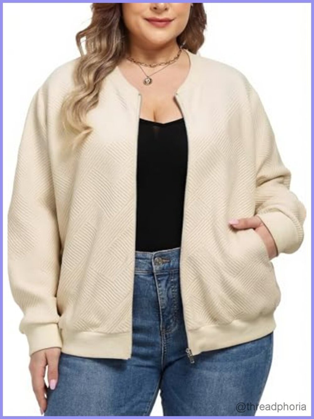 Plus Size Full Zip Up Lightweight Bomber Jacket Oversized Sweatshirt